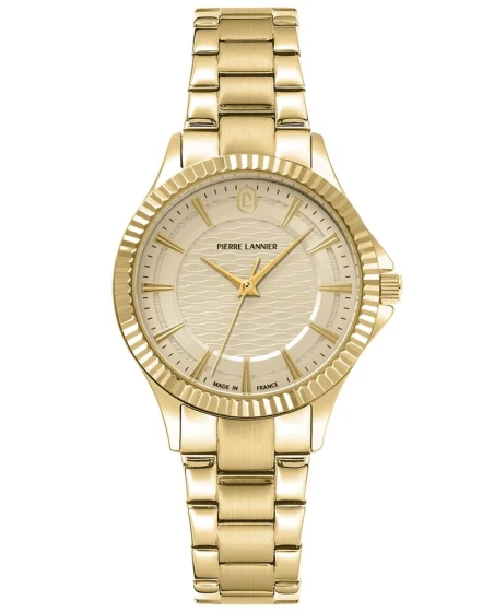 Montre Pierre Lannier - Quartz Femme METROPOLITAIN Doré Cadran Soleillé Doré Bracelet Acier Doré 16MM - 018Q542
