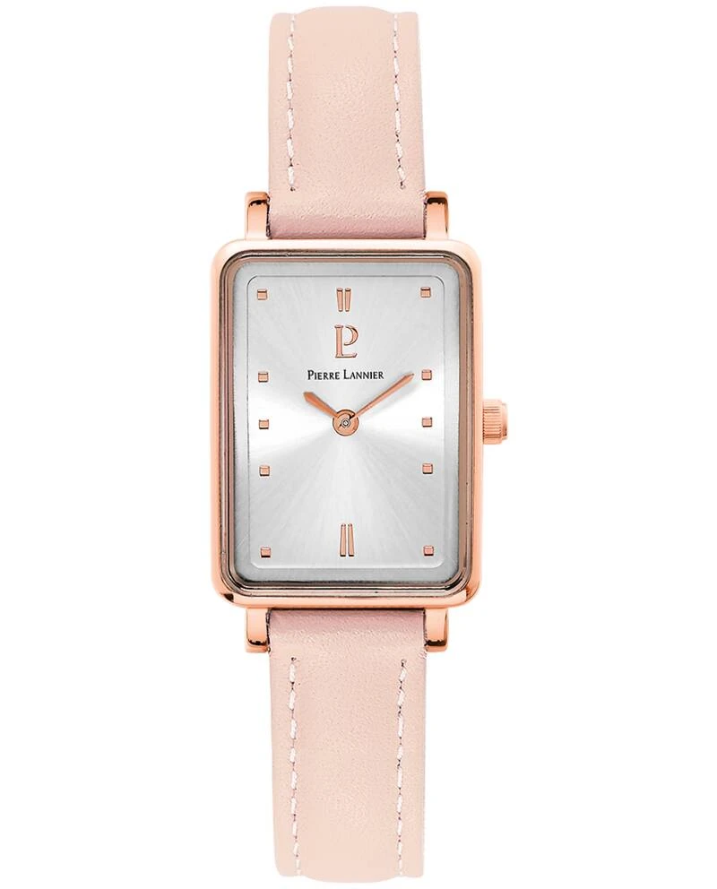 Montre Pierre Lannier - Femme ARIANE Cadran Argenté Bracelet Cuir Rose - 057H925