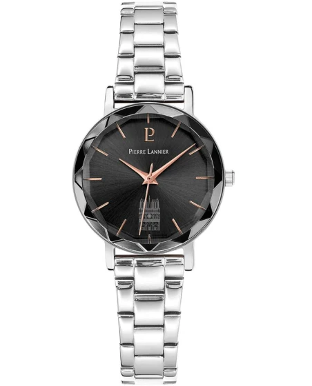 Montre Pierre Lannier - Quartz Femme COEUR BATTANT Argenté Cadran Soleillé Gris Bracelet Acier Argenté 14MM - 098K631