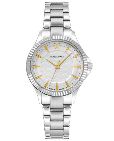 Montre Pierre Lannier - Quartz Femme METROPOLITAIN Argenté Cadran Soleillé Argenté Bracelet Acier Argenté 16MM - 017G621
