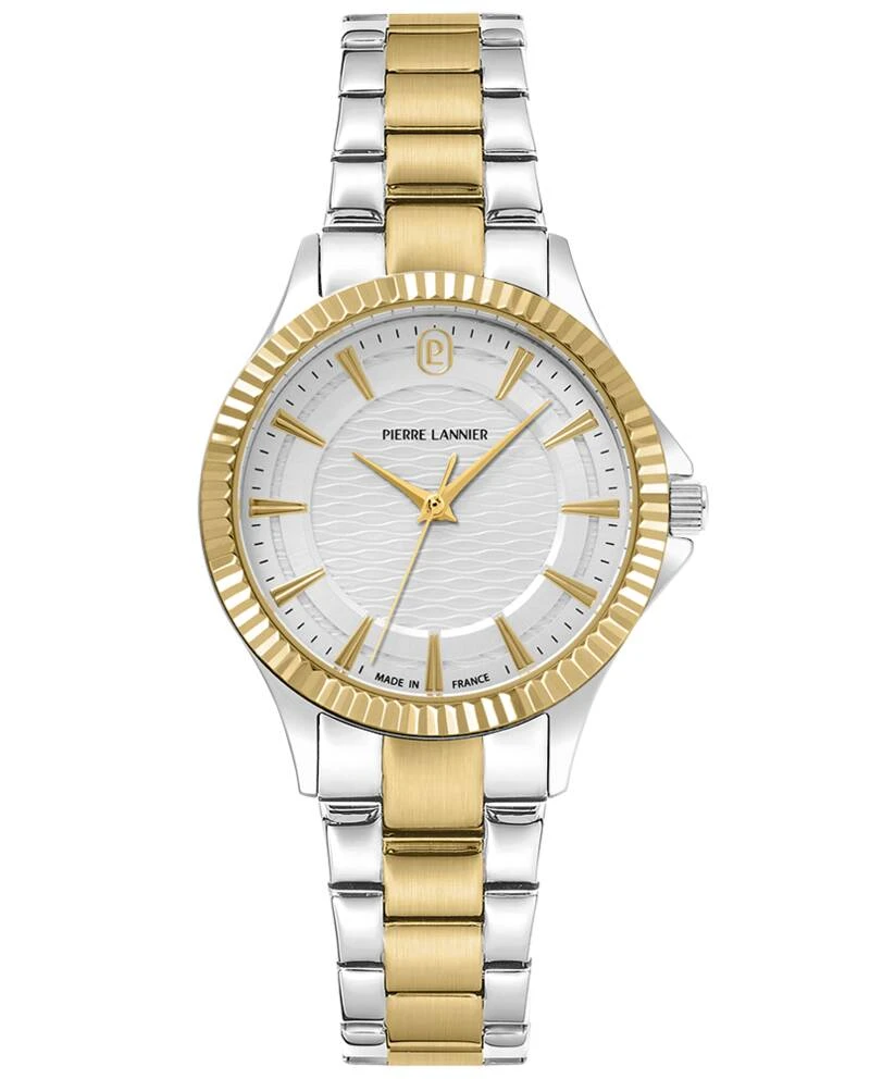 Montre Pierre Lannier - Quartz Femme METROPOLITAIN Argenté Cadran Soleillé Argenté Bracelet Acier Bicolore 16MM - 018Q721
