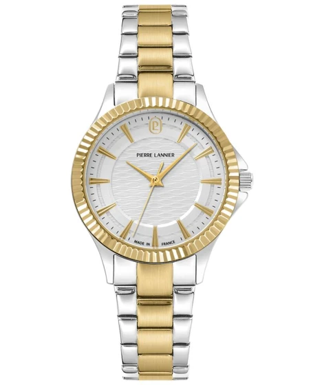 Montre Pierre Lannier - Quartz Femme METROPOLITAIN Argenté Cadran Soleillé Argenté Bracelet Acier Bicolore 16MM - 018Q721