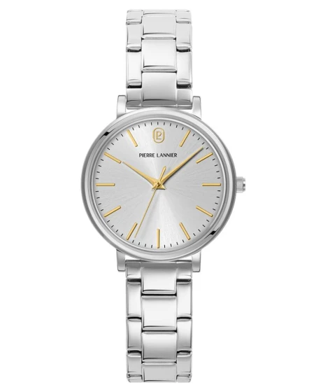 Montre Pierre Lannier - Quartz Femme ESSENTIAL Argenté Cadran Soleillé Argenté Bracelet Acier Argenté 14MM - 087M621