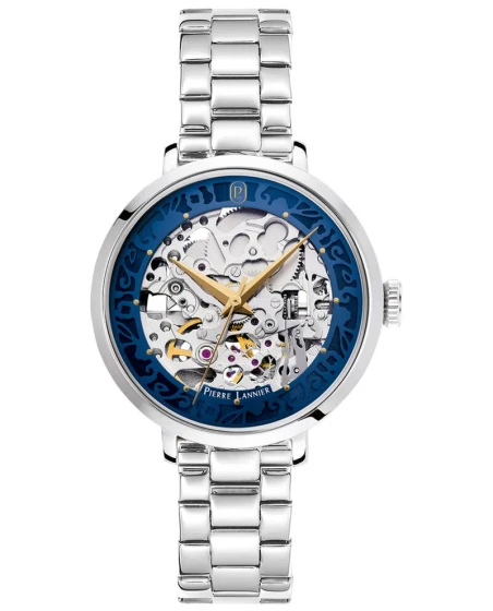 Montre Pierre Lannier - Automatique Femme AUTOMATIC Argenté Cadran Soleillé Bleu Bracelet Acier Argenté 14MM - 141K661