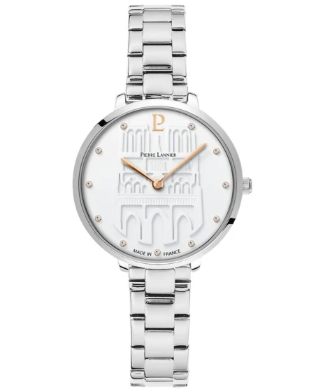 Montre Pierre Lannier - Quartz Femme COEUR BATTANT Argenté Cadran Blanc Bracelet Acier Argenté 12MM - 096K601