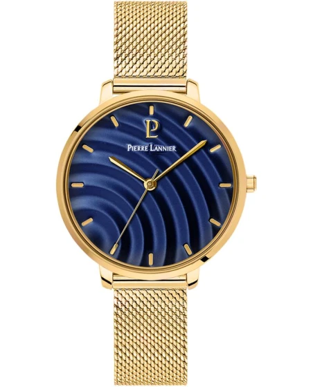 Montre Pierre Lannier - Quartz Femme BETTY Doré Cadran Soleillé Bleu Bracelet Acier milanais Doré 14MM - 065L562