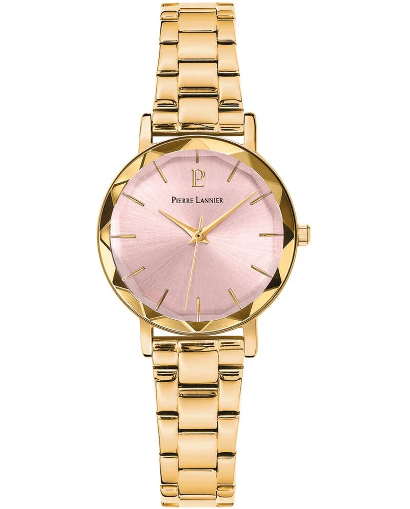 Montre Pierre Lannier - Quartz Femme MULTIPLES Doré Cadran Soleillé Rose Bracelet Acier Doré 14MM - 012P552