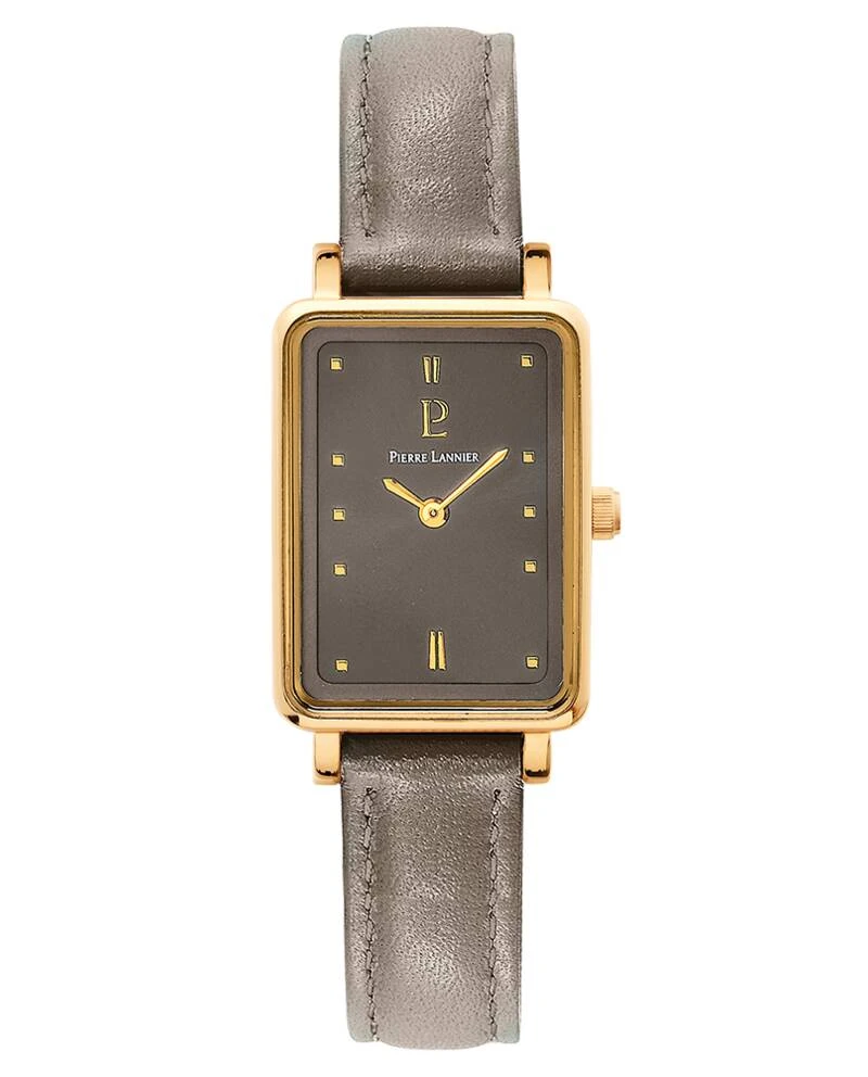 Montre Pierre Lannier - Quartz Femme ARIANE Doré Cadran Soleillé Gris Bracelet Cuir Gris 12MM - 050K530