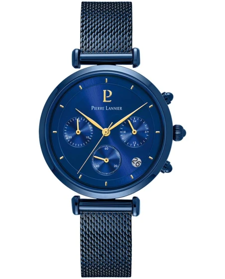 Montre Pierre Lannier - Quartz Femme LUTECIA Bleu Cadran Soleillé Bleu Bracelet Acier milanais Bleu 14MM - 084J869