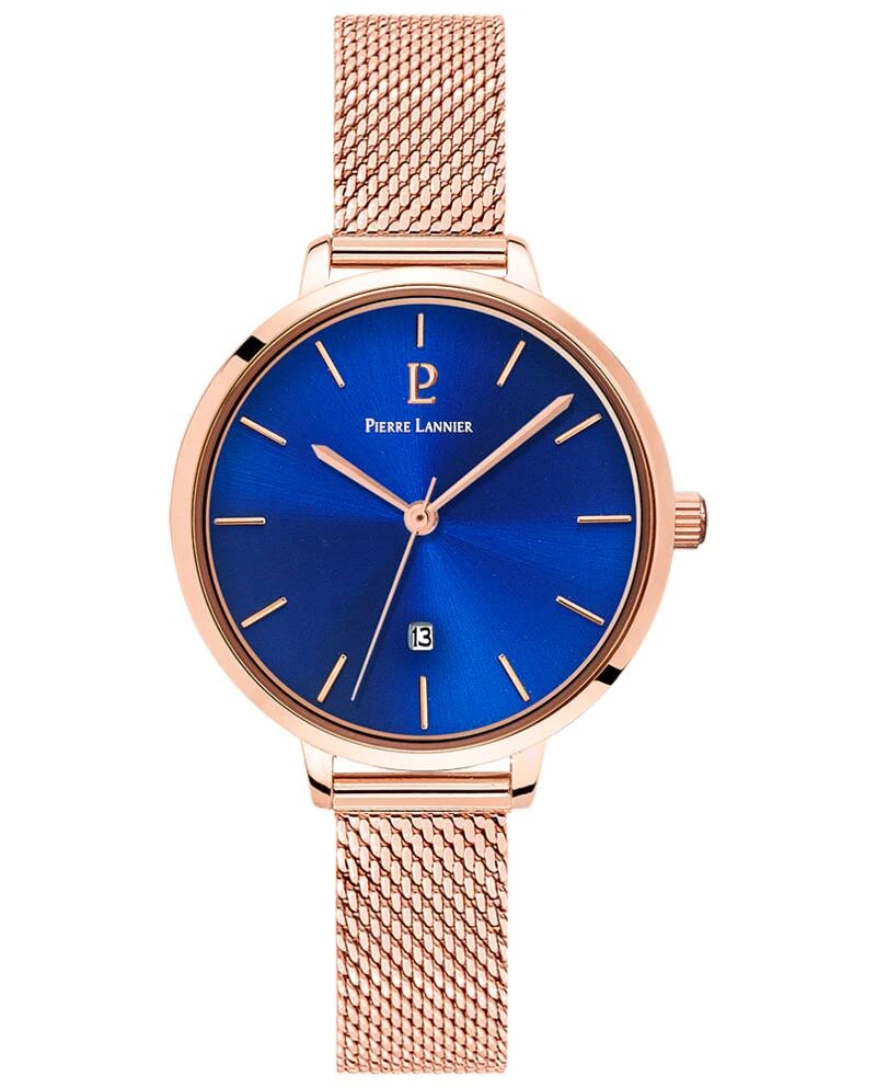 Montre Pierre Lannier - Femme ECHO Cadran Bleu Bracelet Acier milanais Doré-rose - 032K968