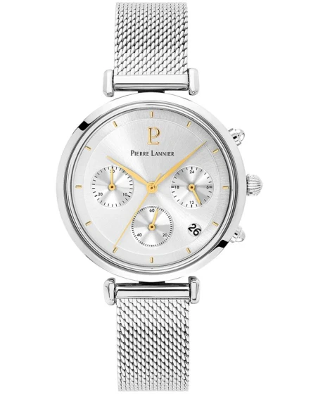 Montre Pierre Lannier - Quartz Femme LUTECIA Argenté Cadran Soleillé Argenté Bracelet Acier milanais Argenté 14MM - 082J621