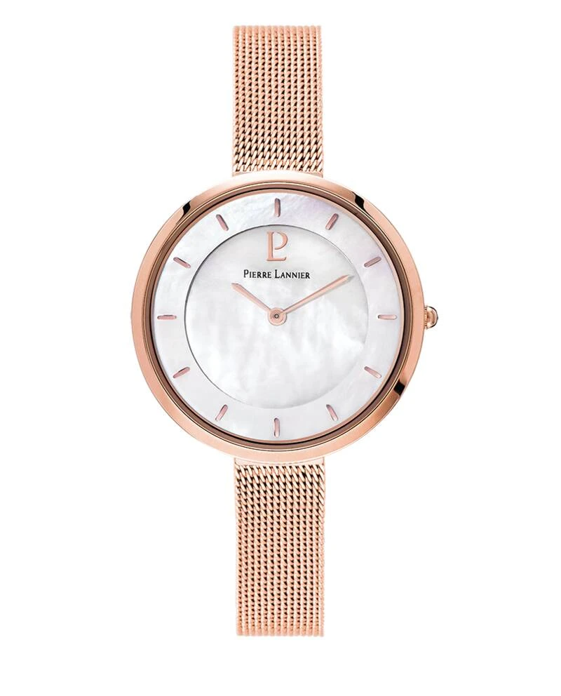 Montre Pierre Lannier - Quartz Femme LIBERTY Doré-rose Cadran Nacré Blanc Bracelet Acier milanais Doré-rose 10MM - 076G998