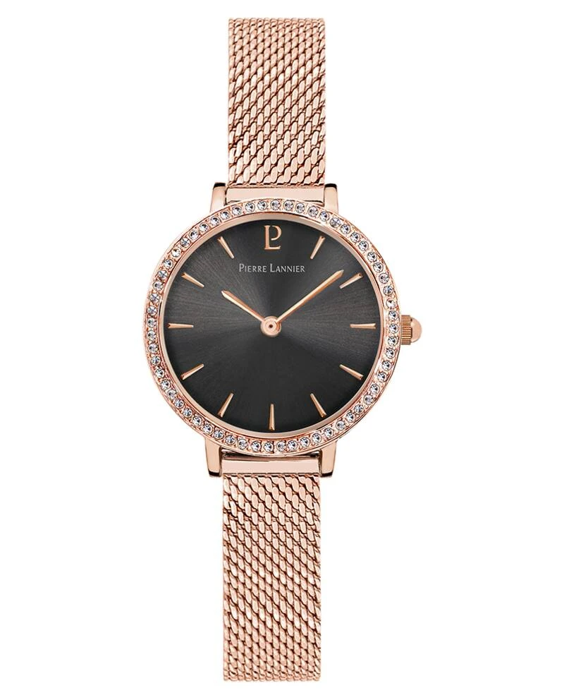 Montre Pierre Lannier - Quartz Femme NOVA Doré-rose Cadran Soleillé Gris Bracelet Acier milanais Doré-rose 10MM - 023L938