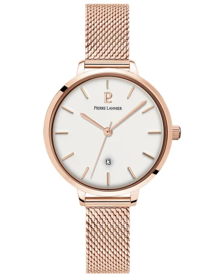 Montre Pierre Lannier - Quartz Femme ECHO Doré-rose Cadran Blanc Bracelet Acier milanais Doré-rose 12MM - 032K908