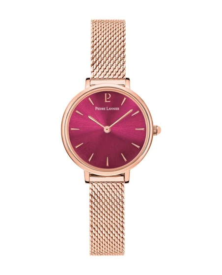 Montre Pierre Lannier - Femme NOVA Cadran Framboise Bracelet Acier Doré- rose - 014J958