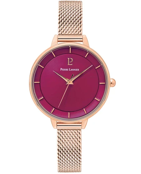 Montre Pierre Lannier - Quartz Femme DELICE Doré-rose Cadran Framboise Bracelet Acier milanais Doré-rose 10MM - 001H958