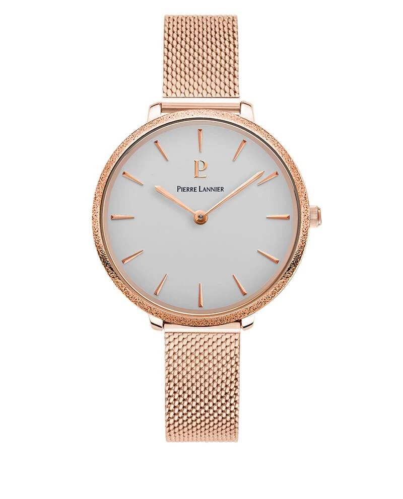 Montre Pierre Lannier - Femme CAPRICE Cadran Argenté Bracelet Acier milanais Doré rose - 004G928