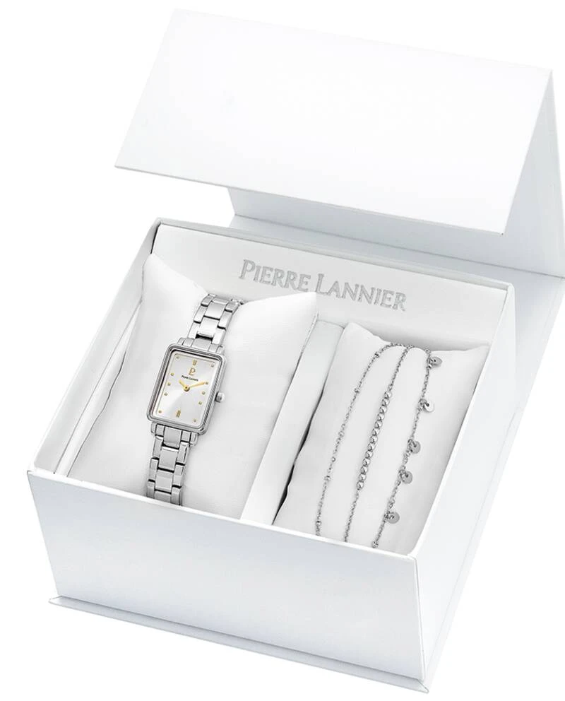 Montre Pierre Lannier - Coffret Femme ARIANE Argenté Cadran Soleillé Argenté Bracelet Acier Argenté 12MM - 373C621