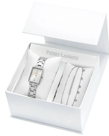 Montre Pierre Lannier - Coffret Femme ARIANE Argenté Cadran Soleillé Argenté Bracelet Acier Argenté 12MM - 373C621