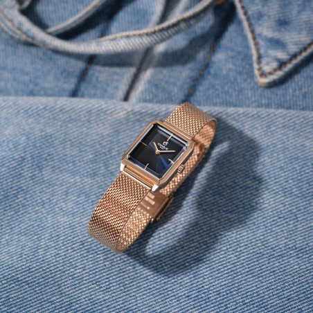 Montre Charlie Paris - MONCEAU Doré rose & Bleu