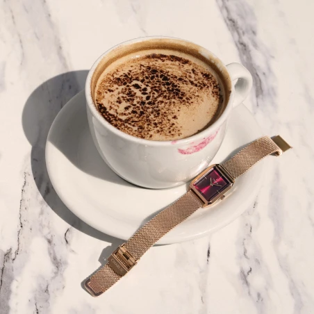 Montre Charlie Paris - MONCEAU Doré rose & Bordeaux