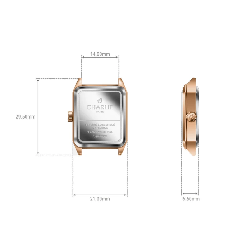 Montre Charlie Paris - MONCEAU Doré rose & Bordeaux