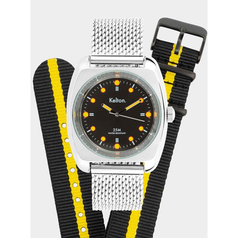Coffret Montre Kelton - RC2 Noir-Jaune Mesh + Bracelet Nato offert