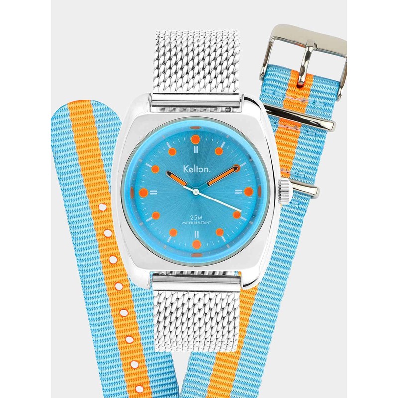 Coffret Montre Kelton - RC2 Bleu-Orange Mesh + Bracelet Nato offert