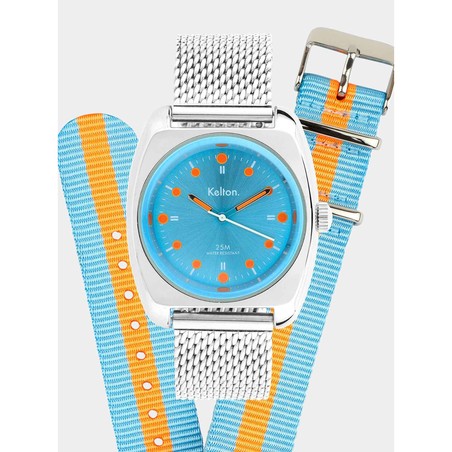 Coffret Montre Kelton - RC2 Bleu-Orange Mesh + Bracelet Nato offert