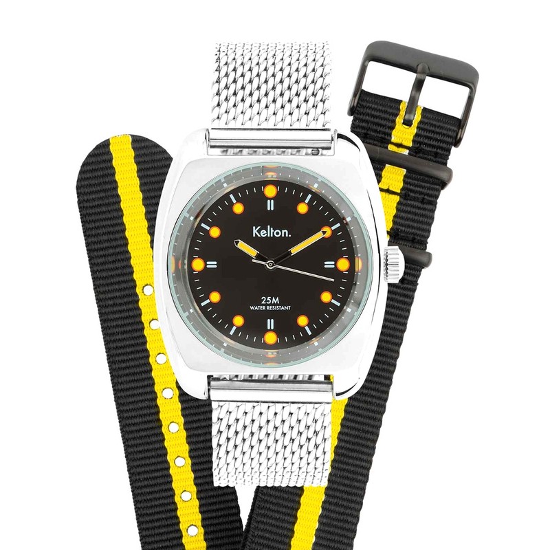 Coffret Montre Kelton - RC2 Noir-Jaune Mesh + Bracelet Nato offert