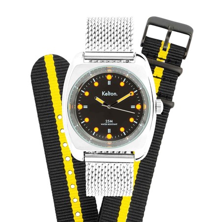 Coffret Montre Kelton - RC2 Noir-Jaune Mesh + Bracelet Nato offert