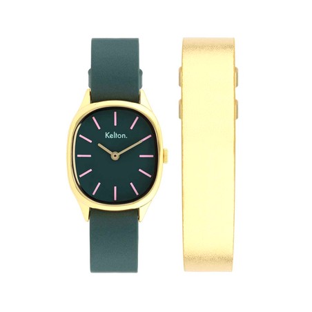 COFFRET - Montre Kelton - Colorama Laurier + Bracelet cuir offert