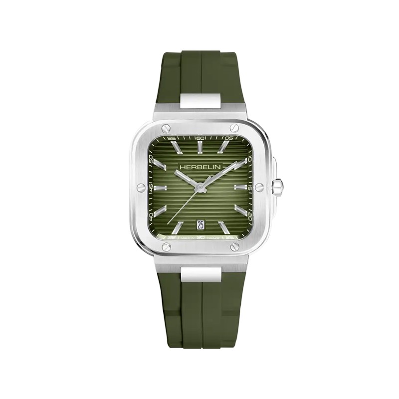 Michel Herbelin - Michel Herbelin Cap Camarat Square Quartz 12246A116CK – Kaki FKM