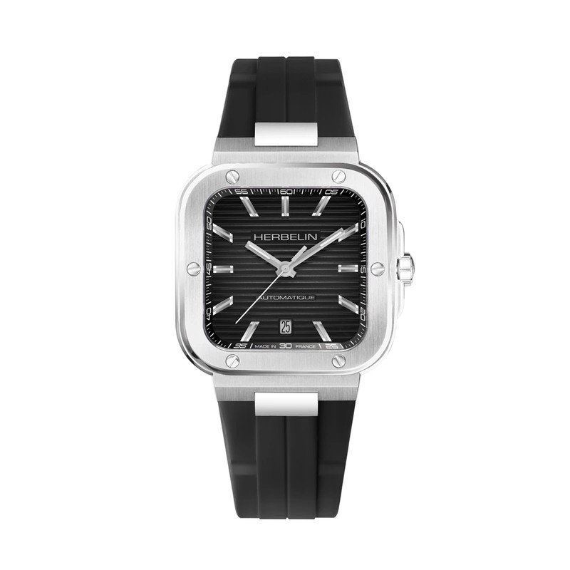 Michel Herbelin - Michel Herbelin Cap Camarat Square Automatique 1646A14CA – Noir Caoutchouc