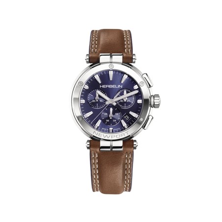 Michel Herbelin - Michel Herbelin Newport Chrono Quartz 37658AP15GD – Acier Cuir Brun