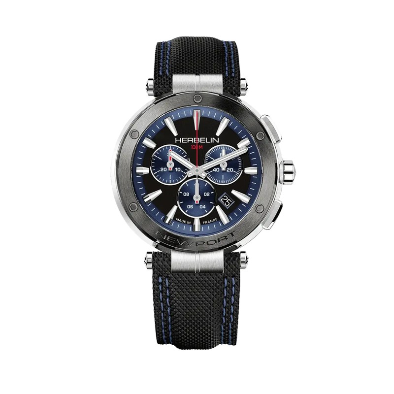 Michel Herbelin - Michel Herbelin Newport Chrono Quartz 37688AG65 – PVD Cuir Technique Noir