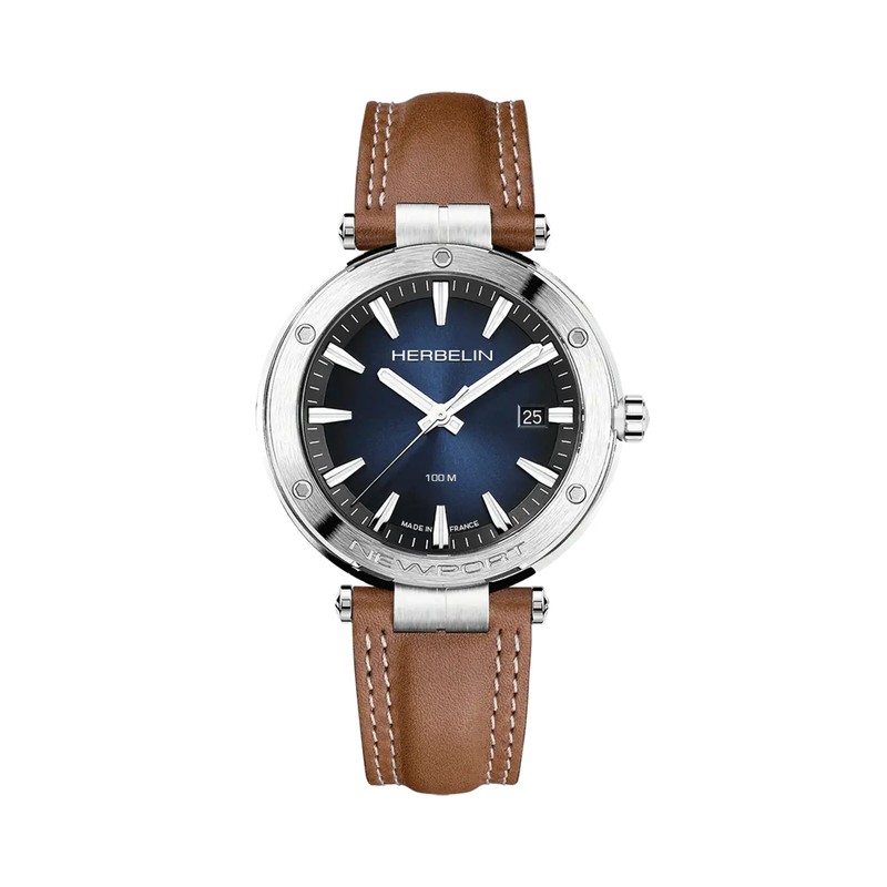 Michel Herbelin - Michel Herbelin Newport Quartz Date 12288A15GD – Acier Cuir Gold