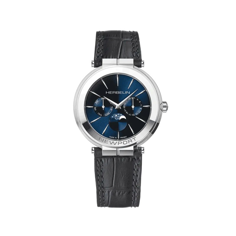 Michel Herbelin - Michel Herbelin Newport Slim Quartz 12722AP15 – Bleu Cuir Alligator