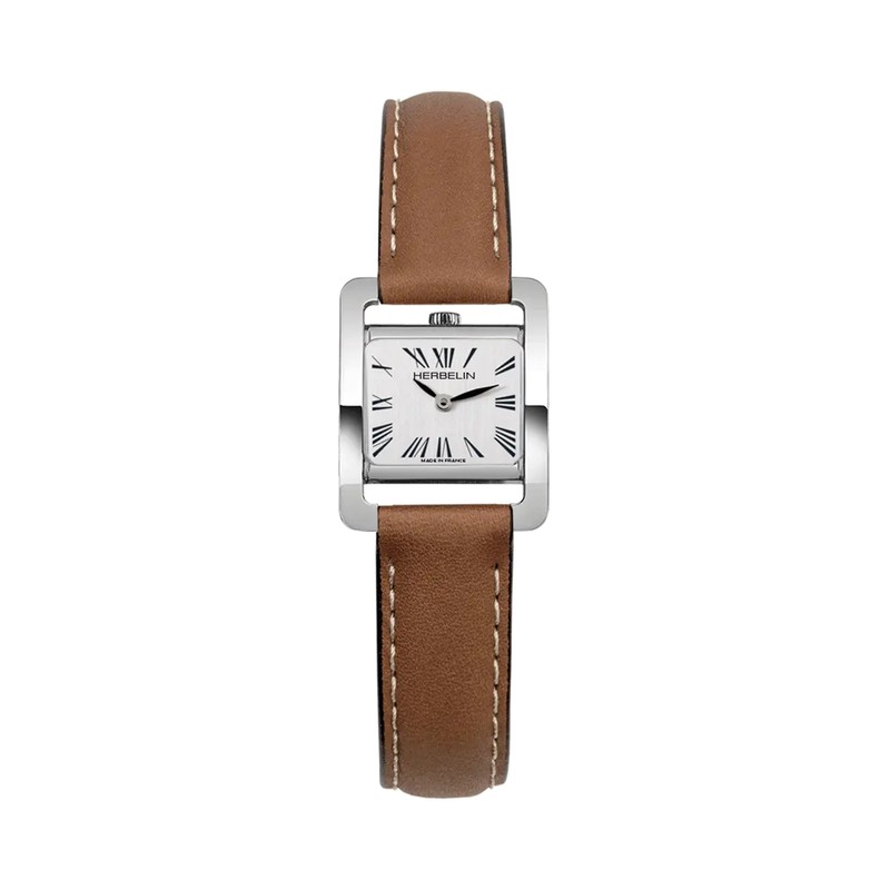 Michel Herbelin - Michel Herbelin V Avenue Quartz Argent 17037AP01GD – Cuir Brun Femme
