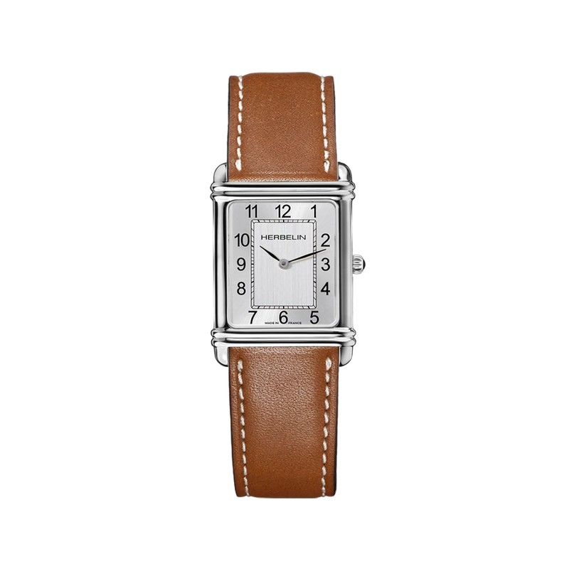 Michel Herbelin - Michel Herbelin Art Déco Quartz 17468AP22GD – Argent Cuir Brun Homme