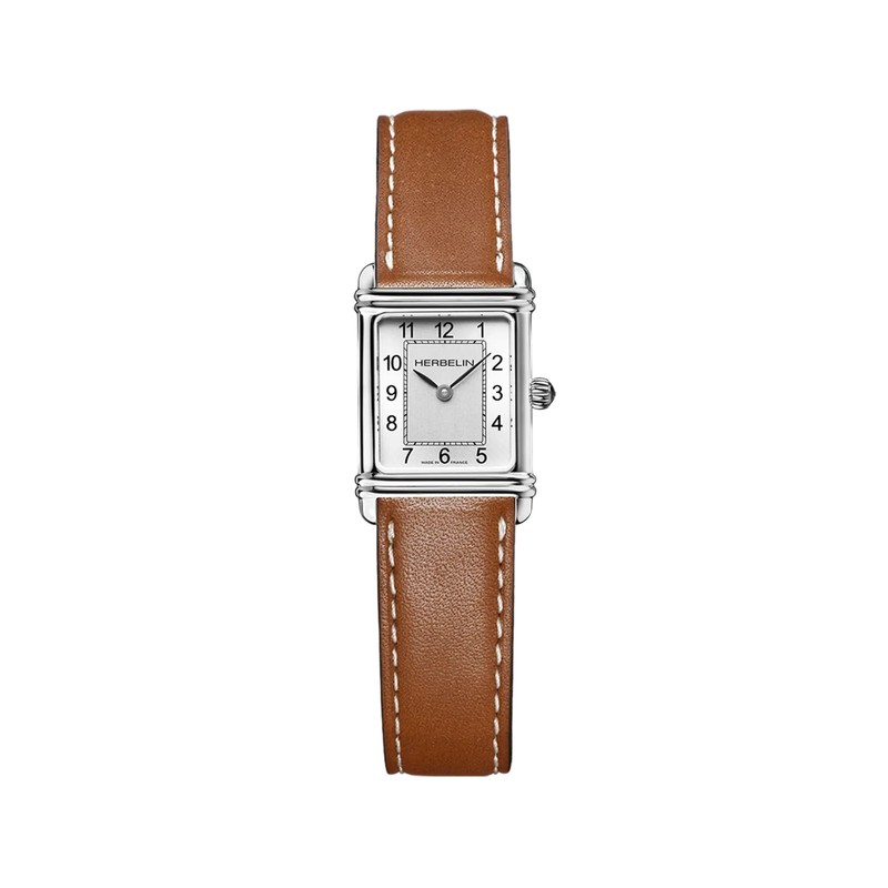 Michel Herbelin - Michel Herbelin Art Déco Quartz 17478AP22GD – Argent Cuir Camel Femme
