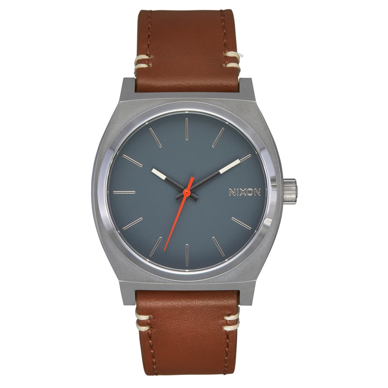 montre Nixon - Time Teller Leather - Lt Gunmetal / Basalt / Sienna