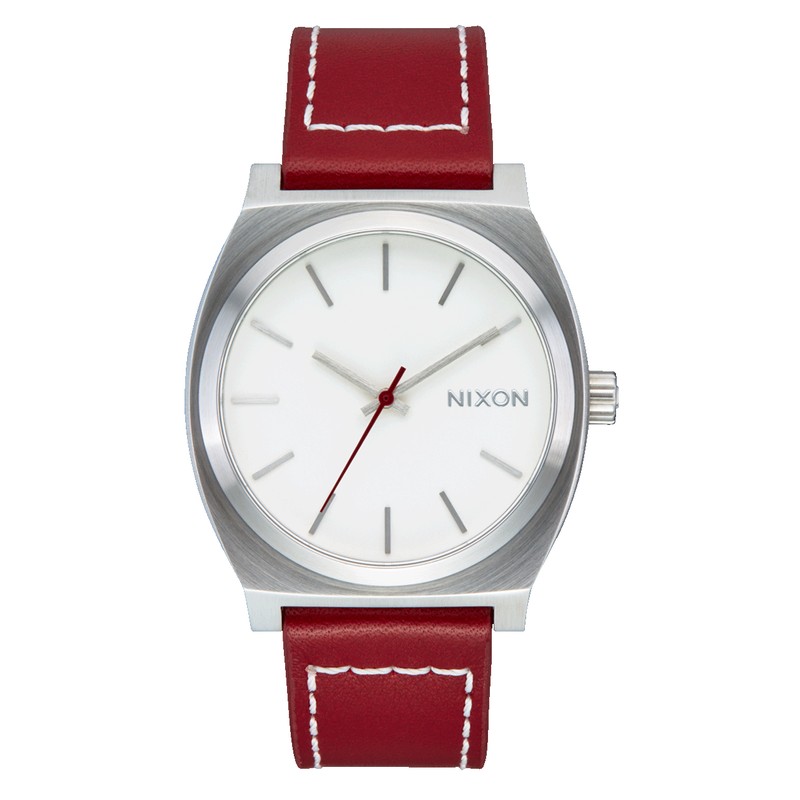 Montre Nixon - Time Teller Leather - Silver / Egret / Cranberry