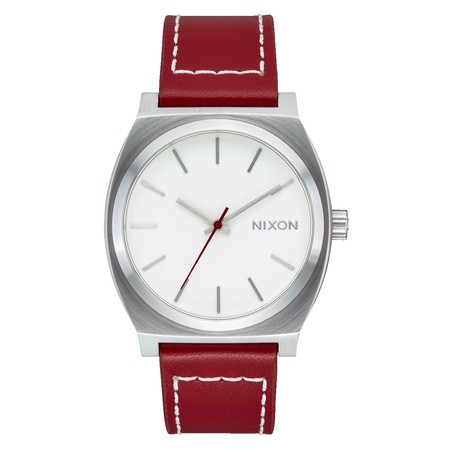 Montre Nixon - Time Teller Leather - Silver / Egret / Cranberry