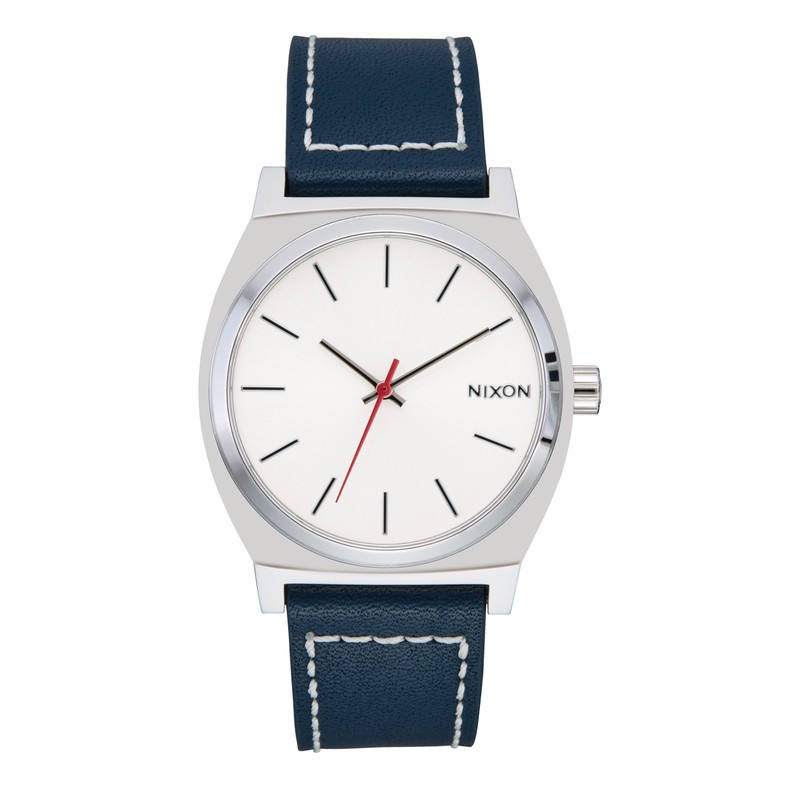 Montre Nixon - Time Teller Leather - Silver / Cloud / Indigo