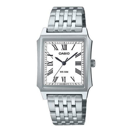 Casio Watch - Collection - Square Steel Watch with White Dial