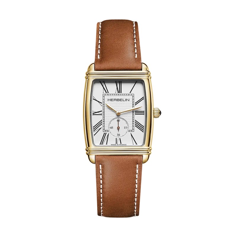 Montre Michel Herbelin - Art Déco - Petite Seconde - Doré & Cuir Gold
