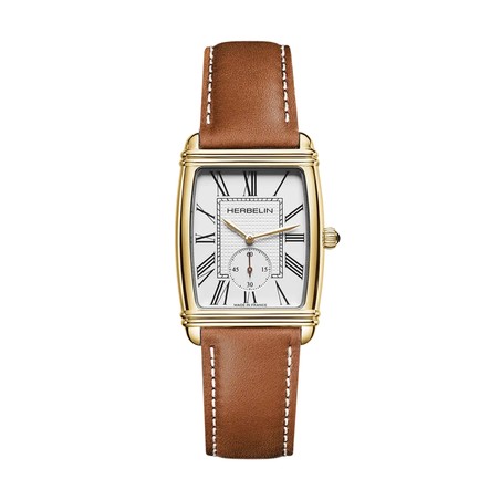 Montre Michel Herbelin - Art Déco - Petite Seconde - Doré & Cuir Gold