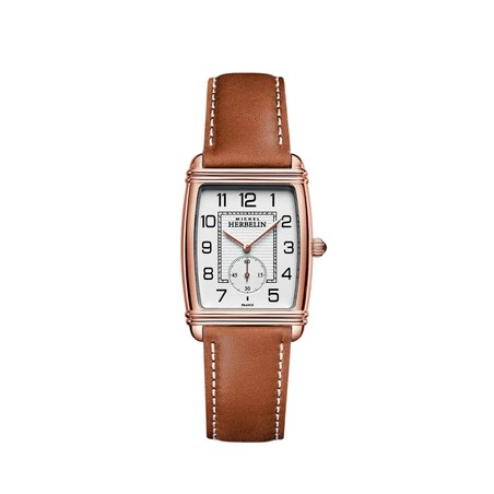 Montre Michel Herbelin - Art Déco - Petite Seconde - PVD Or Rose & Cuir