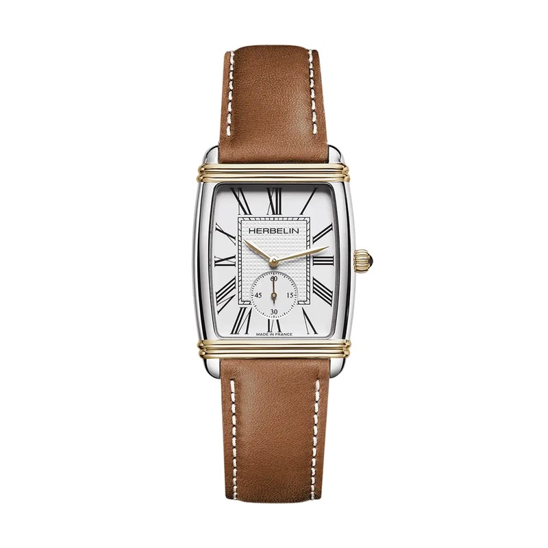 Montre Michel Herbelin - Art Déco - Petite Seconde - Bicolore & Cuir
